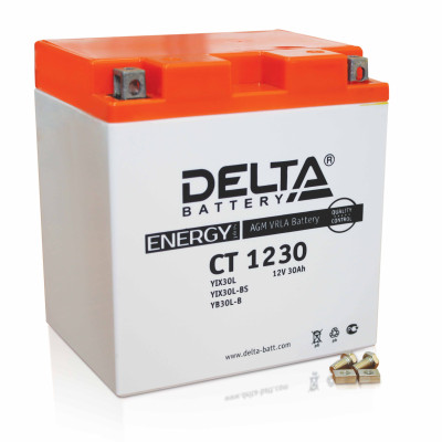 Мото аккумулятор Delta СТ 12V 30 Ач 330 А 168x126x175 обратная